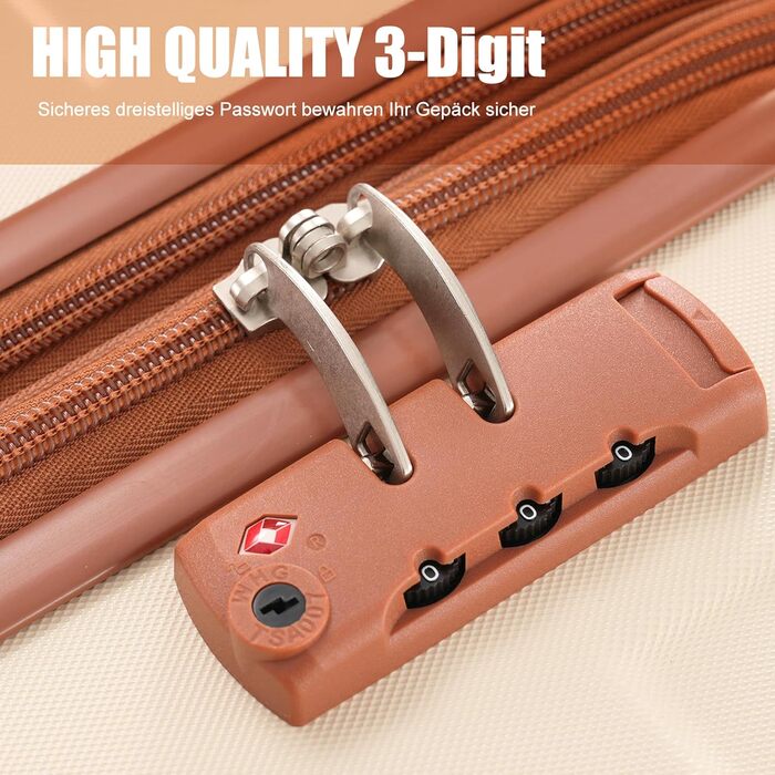 Набір валіз Merax 5-ти частинний: велика, середня, маленька валіза, сумка та органайзер, ABS, TSA-замок, розширюється, бежевий колір