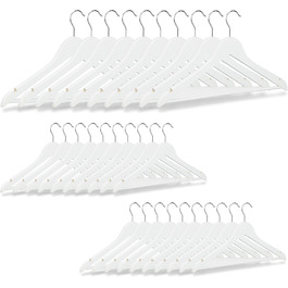 Набір вішалок для одягу Relaxdays з дерева, 30 шт., для штанів, спідниць, суконь, курток, сорочок, з поворотним гачком, 22,50 x 44,50 x 1,00 см, білий