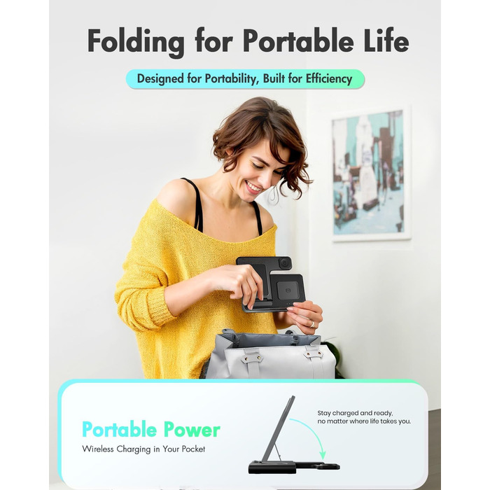 Бездротова зарядка 3-в-1 для Apple iPhone, Apple Watch, AirPods - компактна, для дому, офісу, подорожей