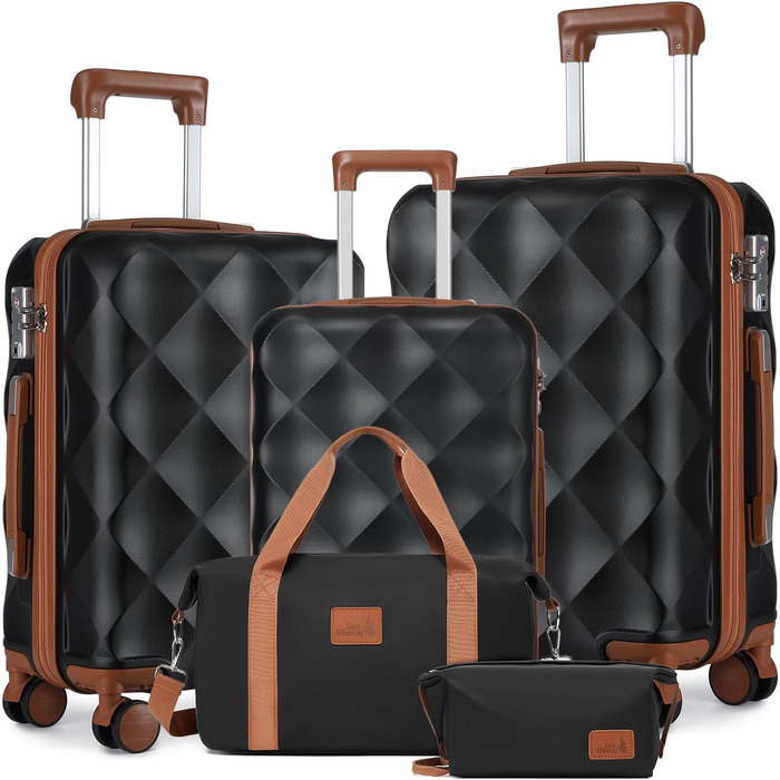 Набір валіз Sea Choice: 5 валіз, 4 колеса, TSA-замок, чорний. Розміри: 55/65/76 см