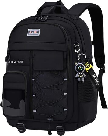 Чоловічий рюкзак для школи та подорожей, великий, водонепроникний, з підвіскою (чорний)