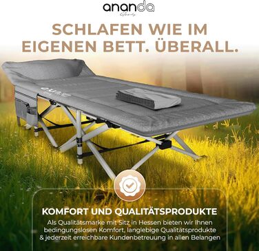 Розкладне ліжко Ananda Goods: туристичне, для кемпінгу, гостьове, з бавовняно-льоновій матраці та постільною білизною