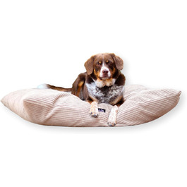4L Textil ZOE - М'яке собаче ліжко з тканини Corduroy, 60x50 см, бежеве (смужки)