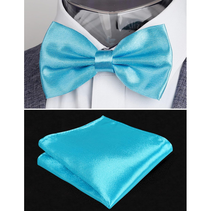Комплект аксесуарів Alizeal для чоловіків: краватка-метелик, підтяжки та нагрудна хустинка, бірюзовий колір, подарунковий набір