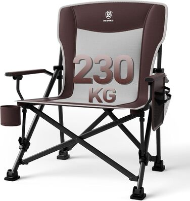 Крісло для кемпінгу EVER ADVANCED, складне, 230 кг, XL, широке сидіння 62 см, з кишенею та тримачем для напоїв, для кемпінгу, відпочинку на природі, балкону, саду (Червоний, Класичний)
