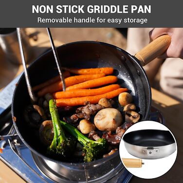 Набір посуду для кемпінгу KingCamp: нержавіюча сталь 304, для багаття, котелень, каструль, сковорода та чайник з сумкою, для кемпінгу, відпочинку на природі, кухні, приготування їжі, пікніків на 4-6 осіб, срібний набір посуду