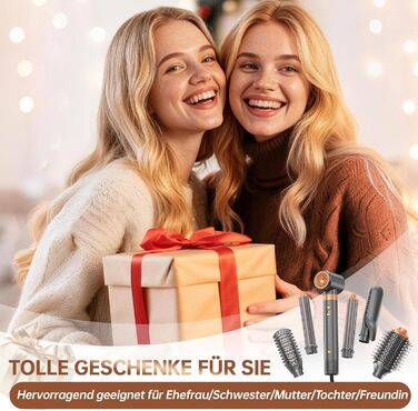 Webeauty Airstyler 7-в-1: фен-щітка, плойка, випрямляч, 110000 об/хв, 25 м/с, 500 млн негативних іонів, сірий золотий