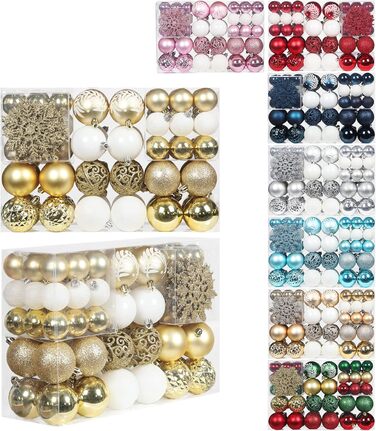 86 шт. прикраси для ялинки SY CRAFT: ялинкові кулі, сніжинки, подарункові пакети (золотий)