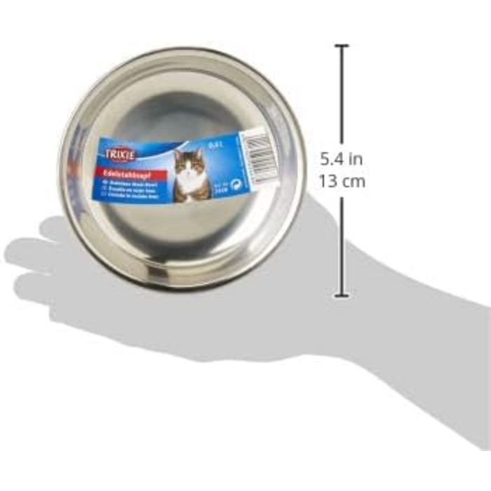 Миска для тварин TRIXIE з нержавіючої сталі з пластиковим покриттям, об'єм 2.2 л, діаметр 23 см, висота 8 см, різноманітні кольори, 1 шт.