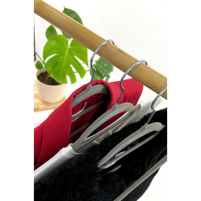 Плечики для одягу OGIVO, набір з 20 шт., сірі - антиковзаючі, для краваток, з поворотним гачком, з вирізами для плечей