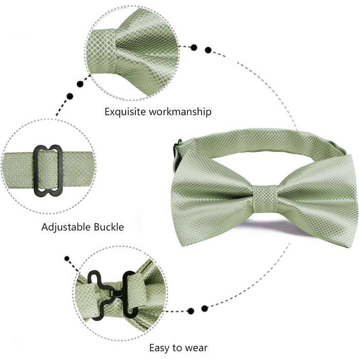 Набір краватка-метелик, запонки та хустинка Alizeal для чоловіків (054-Salbeigrün)