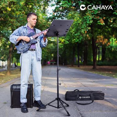 CAHAYA Тристорочне складне нотний пюпітр, металевий, регульована висота, чорний, CY0317
