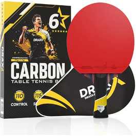 Стіл тенісний набір DRAXX SPORTS Carbon | 6 зірок | Швидкий, Сильний, Точний | Офенсивна швидкість | Посилена захисна обкладинка | Професійний набір для настільного тенісу