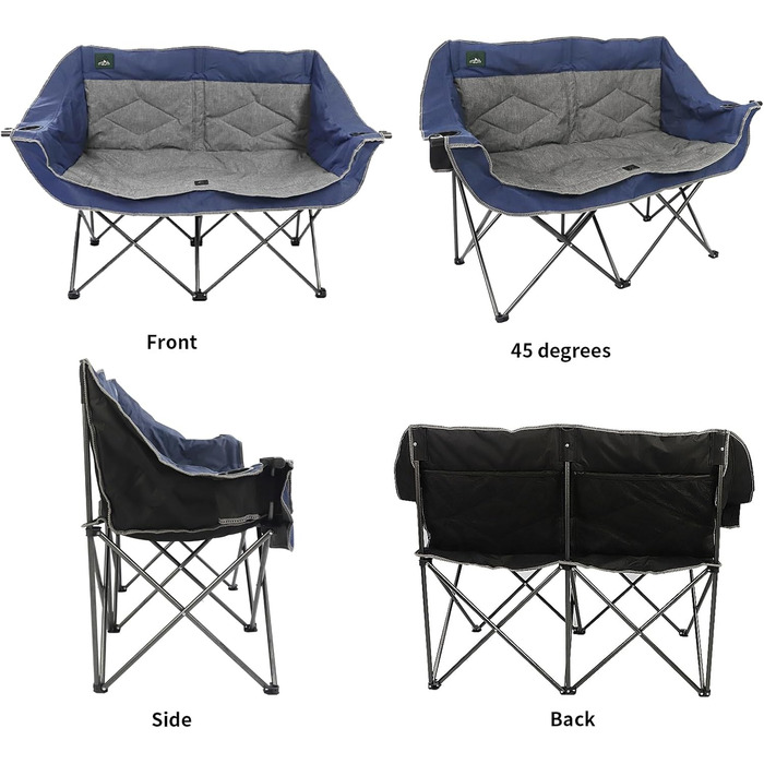 Крісло-диван Northroad Розкладне для кемпінгу на 2 особи, портативне, з підстаканниками та тримачем для келихів, блакитне