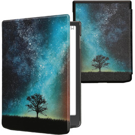 Чохол-книжка kwmobile для Pocketbook InkPad 4 / Color 3 / Color 2 / Vivlio InkPad 4 / InkPad Color 3 - Чохол для eReader, Magnolien Taupe Weiß Blaugrau (Галактика, Дерево, Поле, Синій, Сірий, Чорний)