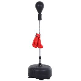 HOMCOM Punching Ball Set Standbox Training Set 136-154 cm Height Adjustable with 1 Pair of Gloves Suitable for Professionals and Beginners Black | Aosom