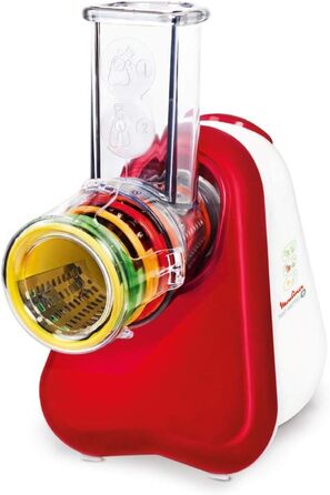 Moulinex DJ756G Fresh Express Plus: електричний овочевий слайсер та тертка, 5 насадок, 200W, червоно-білий