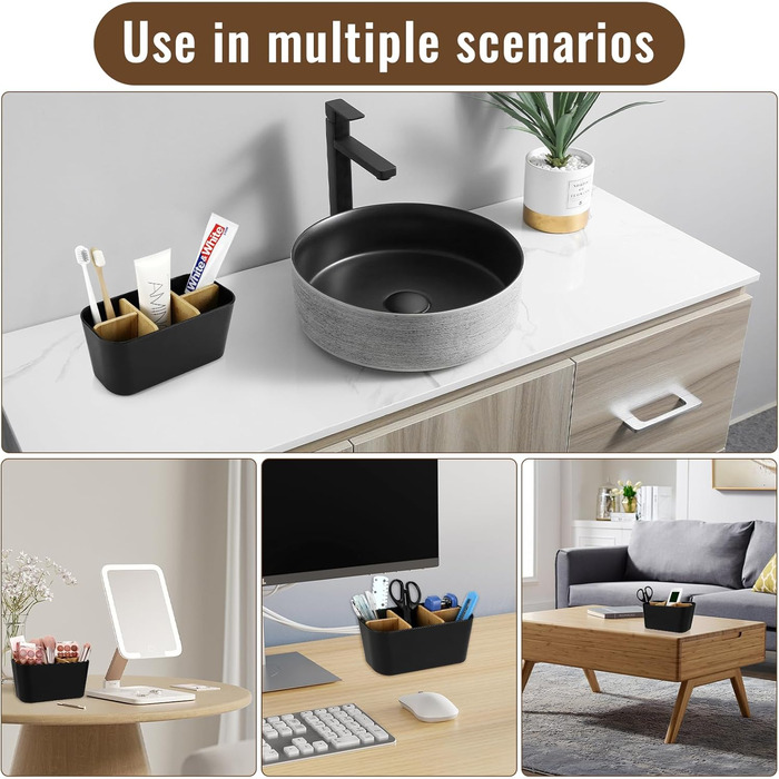 Підставка для зубних щіток з дерев'яними перегородками, електрична, для зубних щіток та 5 слотів, універсальна, для ванної кімнати