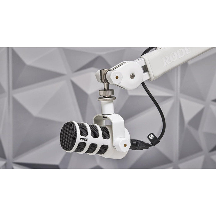 Rode PodMic професійний подкаст-мікрофон білий + кронштейн PSA1+ білий + кабель XLR keepdrum