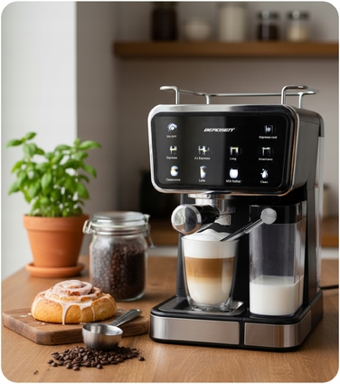 Ріжкова кавомашина Berdsen з капучинатором, тиск 20 бар, 1350 Вт