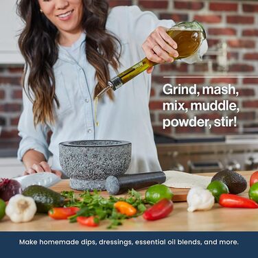 Матерок гранітний натуральний з товкачиком 15 см, 3.5 кг – для спецій, трав, соусів. Унікальний дизайн, легко миється. Ідеальний подарунок!