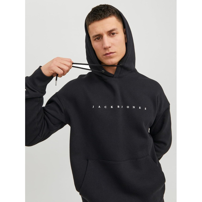 Чоловічий худі Jack & Jones JJestar JJ Sweat Hood, Relaxed Fit, чорний, розмір XXL