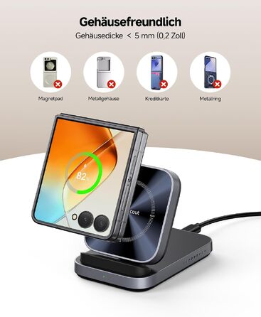Індукційна зарядна станція SwanScout для Samsung Galaxy Z Flip 6/5/4/3 та Z Fold серії, бездротовий зарядний пристрій