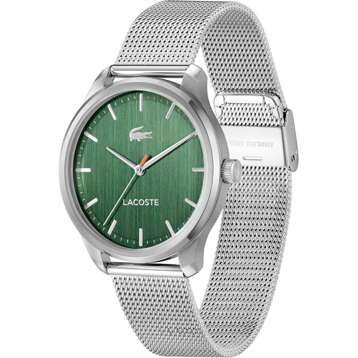 Годинник Lacoste Lisbon чоловічий кварцовий з браслетом з нержавіючої сталі (срібний, сітчастий/ланцюговий/шкіряний)