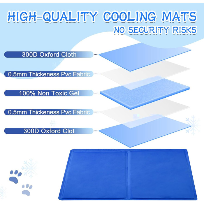 Килимок охолоджуючий для собак та котів, самоохолоджуючий, 65x50 см, з нетоксичним гелем