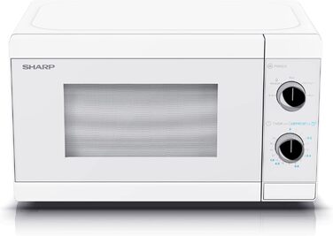 Мікрохвильова піч SHARP R200BKW Solo, 20 л, 800 Вт, 5 режимів, таймер, функція розморожування за вагою, енергозберігаючий режим, скляний піднос 25,5 см