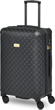 Чорний валіза середнього розміру Lazarotti Palermo (66 см) | Тріумф середній валіза-тележка 49 x 29 x 66 см | Легкий гібридний матеріал з логотипом та захистом кутів | 4 подвійні колеса та TSA-замок для жінок та чоловіків