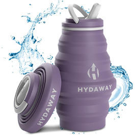 HYDAWAY | Collapsible Water Bottle with Spout Lid | Ultra-Packable and Travel-Friendly | Made of Food-Grade Silicone | 500 ml (Twilight)