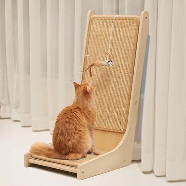 PETKARAY Драбина-крізь-крізь для котів, L-подібна, 68 см, сиза, з котячою м'ятою та іграшкою мишкою