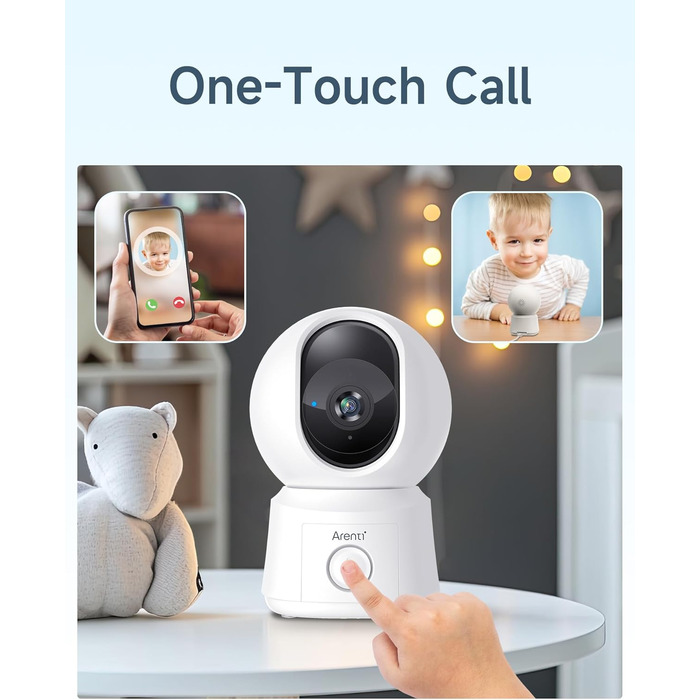Дитячий відеомонітор Arenti з камерою та додатком, 5' дисплей, 1080P, PTZ, датчик температури, колискові, нічне бачення, 2-сторонній аудіо, VoX, автоматичне відстеження B2