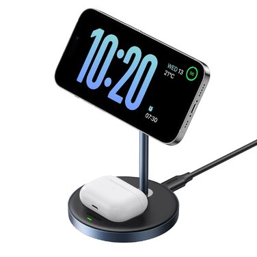 UGREEN MagFlow 2-в-1 Бездротова зарядка для iPhone з MagSafe, 90° регульована, кабель USB-C 1м