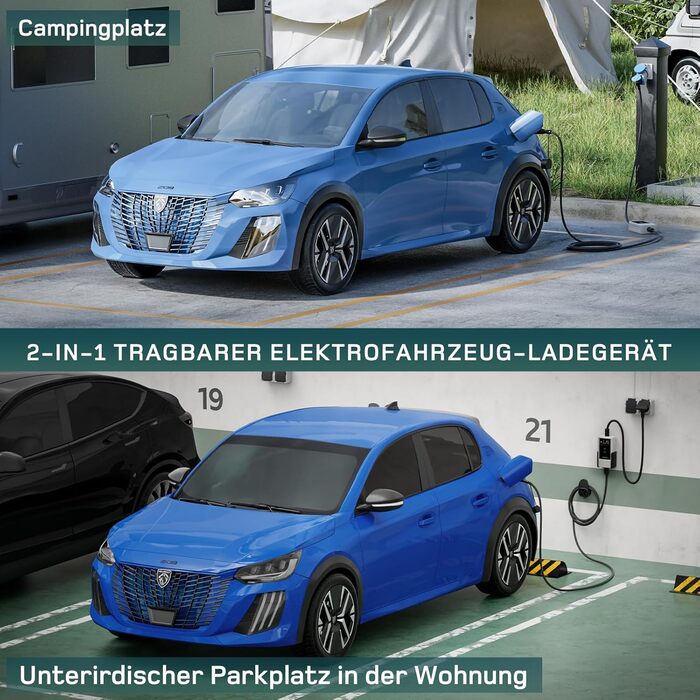 Кабель зарядки для електромобіля тип 2 Schuko 3,7kW (6-16A, 1-фазний) з LCD дисплеєм, 7м, для ID.3/4/5/7, Model Y/3, ENYAQ та інших PHEV/EV