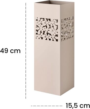 Підставка для парасольки Baroni Home квадратна металева з різьбленням, 2 гачки, знімна миска, 15,5x15,5x49 см (Таунгrau)