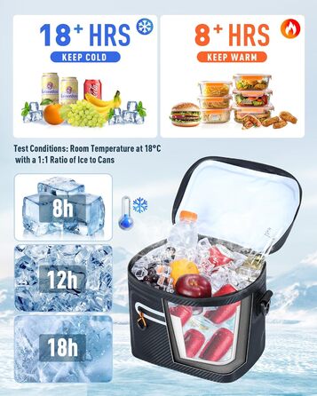 Lekesky 12/20L Ізольована Холодильна Сумка – Переносна Сумка для Пікніків, Походів, Пляжу, Барбекю, Чорна 12/20L