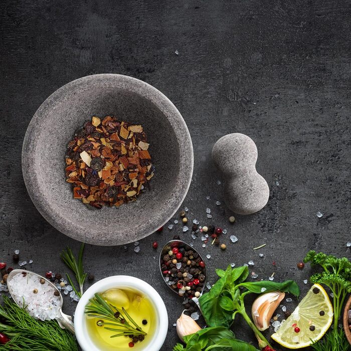 Гранітний ступка з товкачиком Relaxdays, сірий, 9x20 см - для спецій та трав