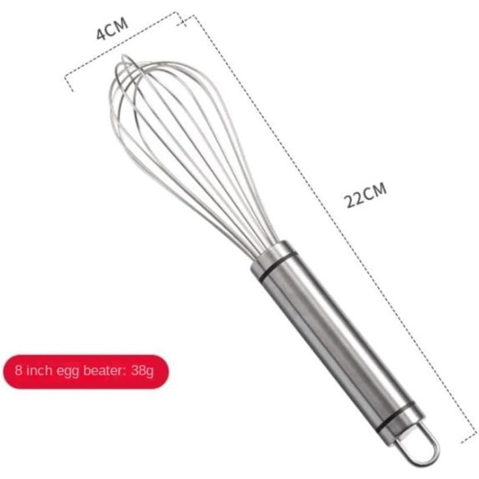 GOOPEEG Egg Beater, Multi-functional Manual Egg Mixer, Stainless Steel Egg Whisk, Kitchen Baking Tools, Suitable for Stirring and Seasoning Flour-Eggs, Kitchen Whisk (8 inch)