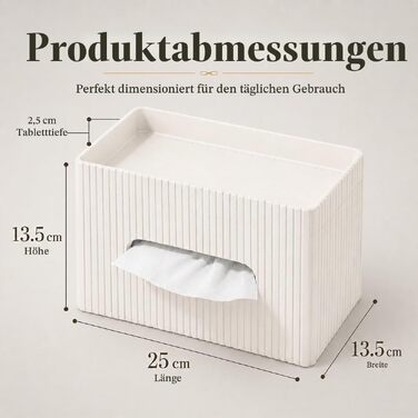 Коробка для серветок KINGFOM з екошкіри PU, прямокутна тримачка для паперових рушників з органайзером, сучасний диспенсер для вітальні, ванної кімнати та офісу (кремово-білий)