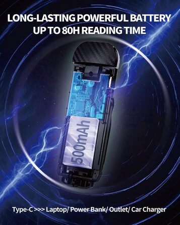 LED-ліхтарик для читання, перезаряджуваний, ультралегкий, 3 кольори (бурштиновий), 5 рівнів яскравості, диммер, модний, портативний, чорний/рожевий