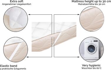 Zollner Topper Mattress Protector 140x200 cm (other sizes available), Elastic band, White