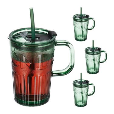 Relaxdays Set of 4 Handle Glasses
