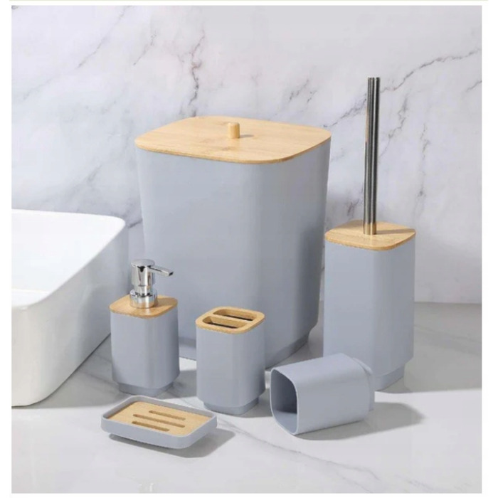 Комплект аксесуарів для ванної кімнати квадратний, 6 предметів, білий 49811