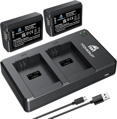 Набір акумуляторів NP-FW50 Homesuit 1300mAh 2 шт. + LED зарядний пристрій для Sony ZV-E10, A6000, A7 та ін.