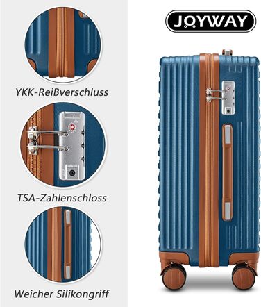Набір валіз Joyway з ABS-пластику (4 колеса, TSA-замок) з місткою сумкою та культурою. Великий синій кофр