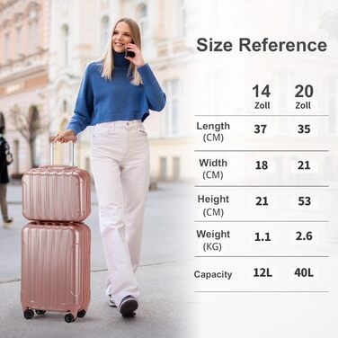 Набір валіз LALAHO 3 шт. з жорстким корпусом, великий дорожній набір, валізи з колесами, ABS+PC, ручна поклажа, набір валіз з жорстким корпусом, м'ятно-зелений (рожеве золото)