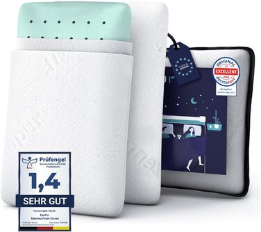 ZenPur 2-Pack Neck Pillow 40x60-13cm Memory Foam Pillow - Ergonomic Sleeping Pillow for Neck and Shoulder, Oeko-TEX Certified Medium 2-Pack 40 x 60 x 13 cm