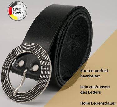 Жіночий шкіряний ремінь AnnaMatoni 4 см, Німеччина - класичний дизайн, натуральна шкіра, нікелестійка пряжка (95 см, чорний)